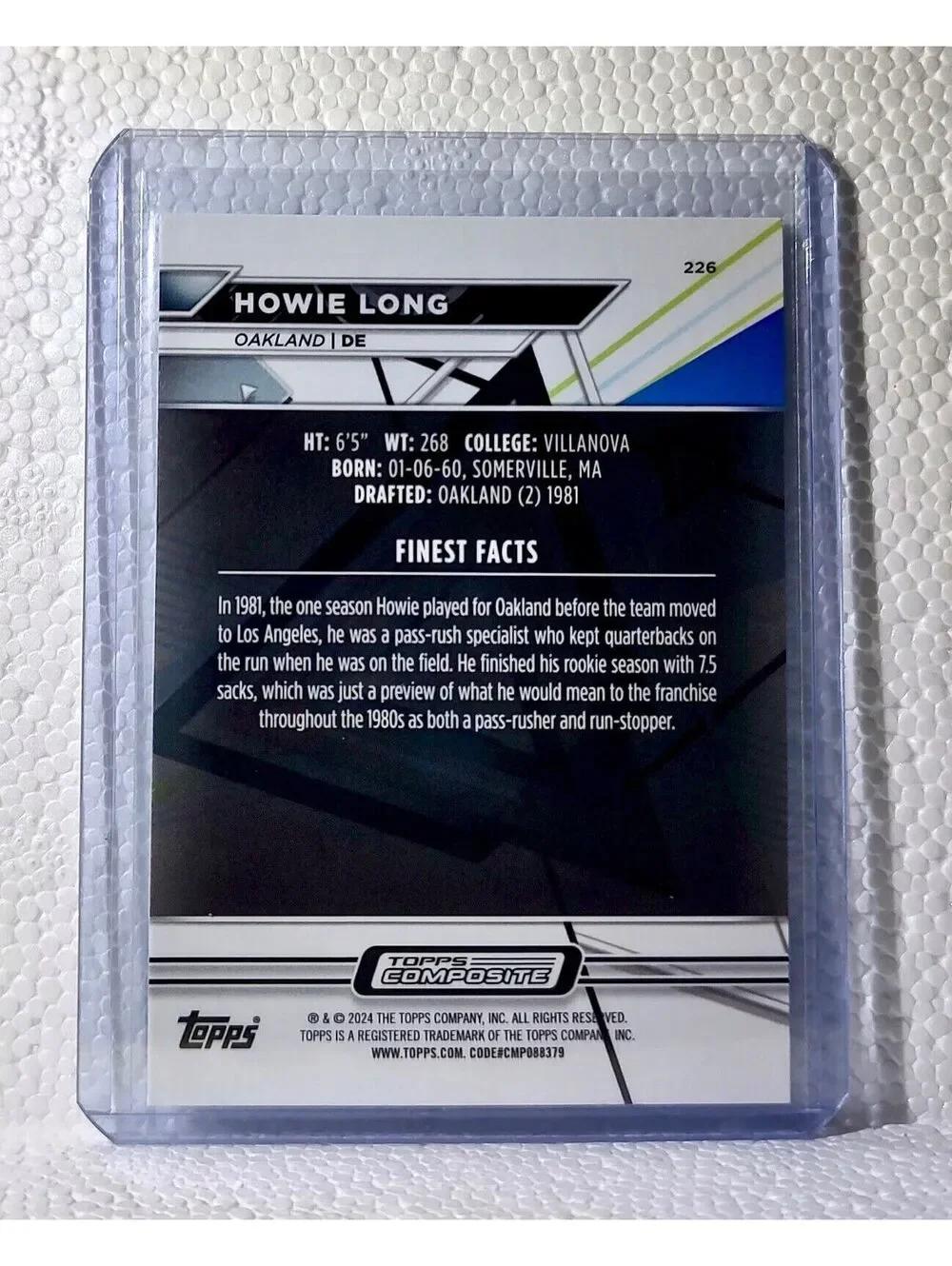 Howie Long 2023 Topps Finest NFL #226 Composite Football Card Oakland Raiders
